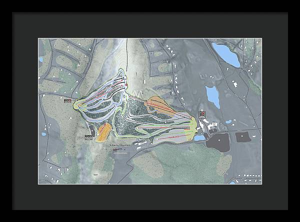 Liberty Mountain Ski Trail Map - Framed Print - Powderaddicts