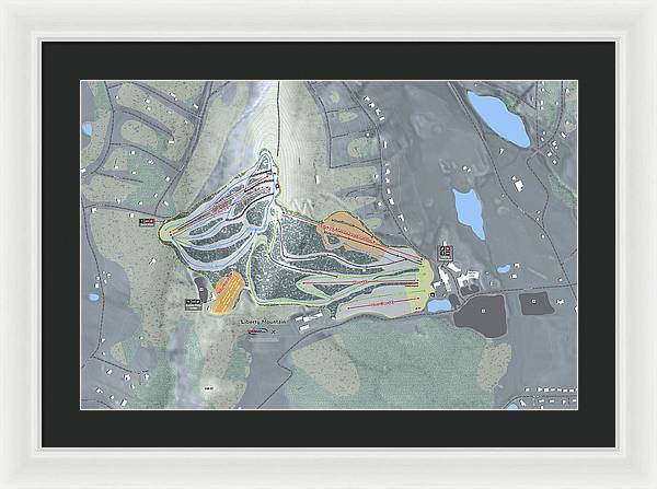 Liberty Mountain Ski Trail Map - Framed Print - Powderaddicts