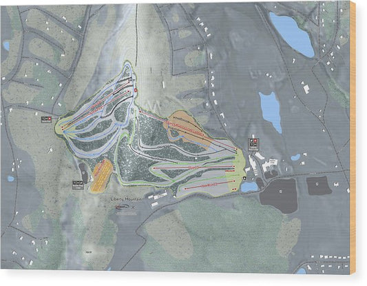 Liberty Mountain Ski Trail Map - Wood Print - Powderaddicts