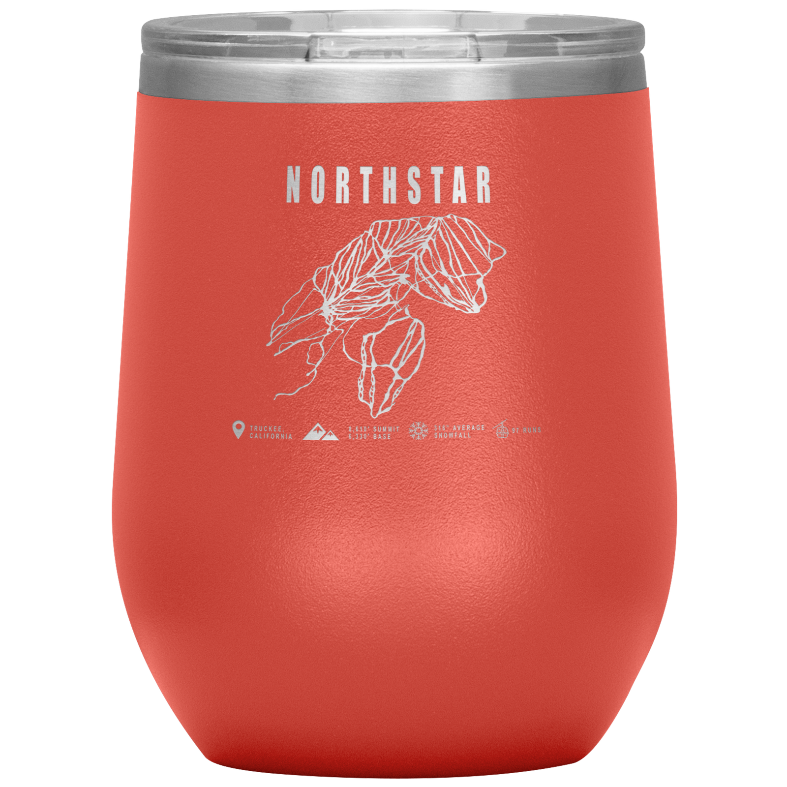 Northstar, California Ski Trail Map Wine 12oz Tumbler - Powderaddicts