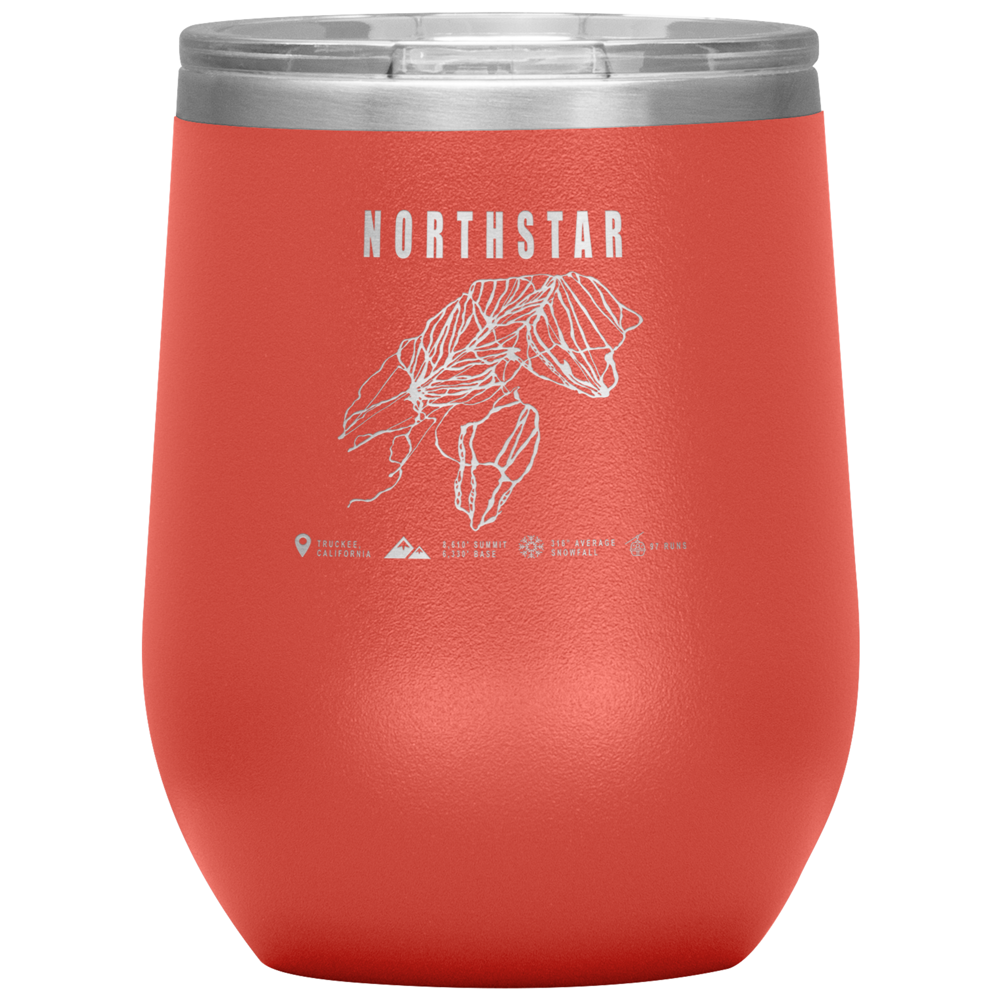 Northstar, California Ski Trail Map Wine 12oz Tumbler - Powderaddicts