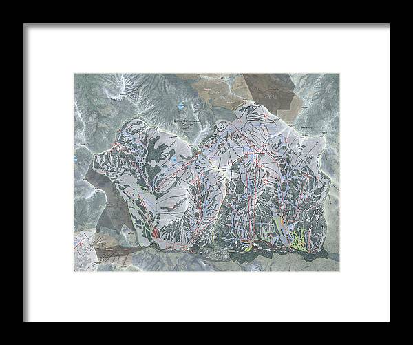 Little Cottonwood Canyon, Utah Ski Trail Map - Framed Print - Powderaddicts