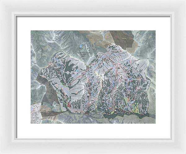 Little Cottonwood Canyon, Utah Ski Trail Map - Framed Print - Powderaddicts