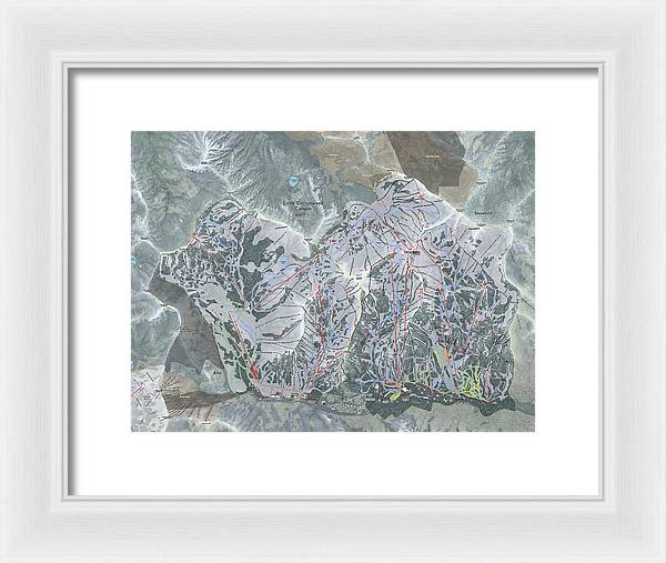 Little Cottonwood Canyon, Utah Ski Trail Map - Framed Print - Powderaddicts