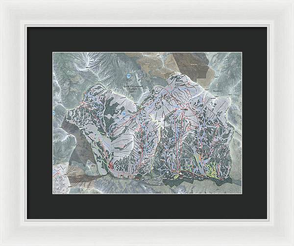 Little Cottonwood Canyon, Utah Ski Trail Map - Framed Print - Powderaddicts
