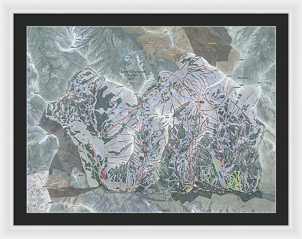 Little Cottonwood Canyon, Utah Ski Trail Map - Framed Print - Powderaddicts