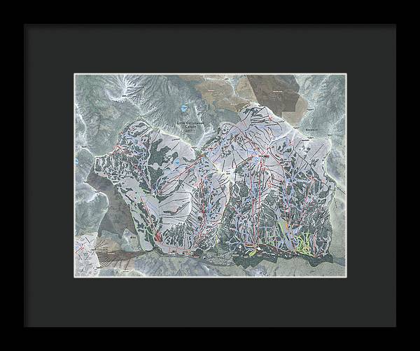 Little Cottonwood Canyon, Utah Ski Trail Map - Framed Print - Powderaddicts