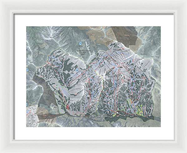 Little Cottonwood Canyon, Utah Ski Trail Map - Framed Print - Powderaddicts