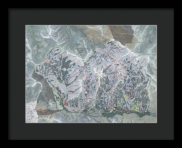 Little Cottonwood Canyon, Utah Ski Trail Map - Framed Print - Powderaddicts