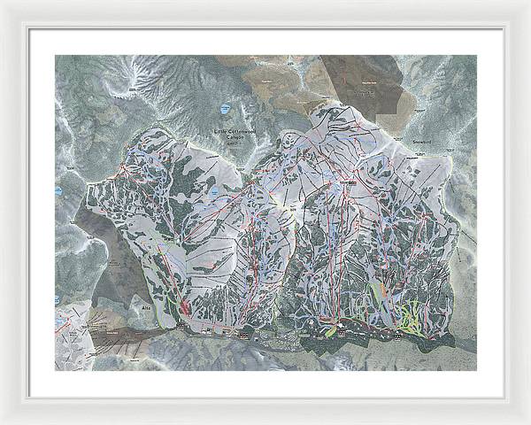 Little Cottonwood Canyon, Utah Ski Trail Map - Framed Print - Powderaddicts