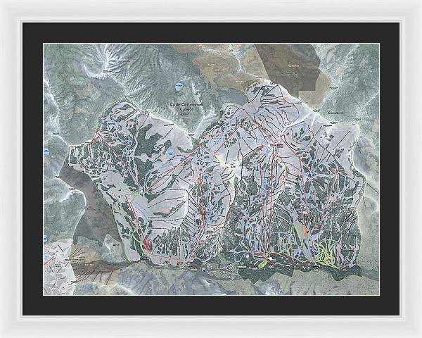 Little Cottonwood Canyon, Utah Ski Trail Map - Framed Print - Powderaddicts