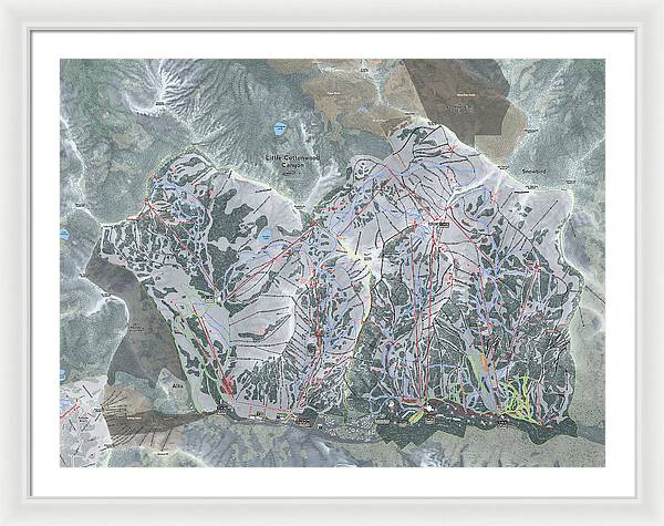Little Cottonwood Canyon, Utah Ski Trail Map - Framed Print - Powderaddicts