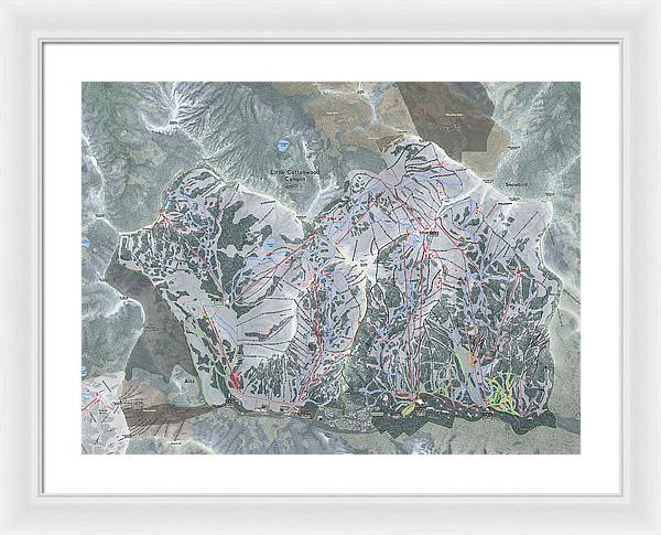 Little Cottonwood Canyon, Utah Ski Trail Map - Framed Print - Powderaddicts