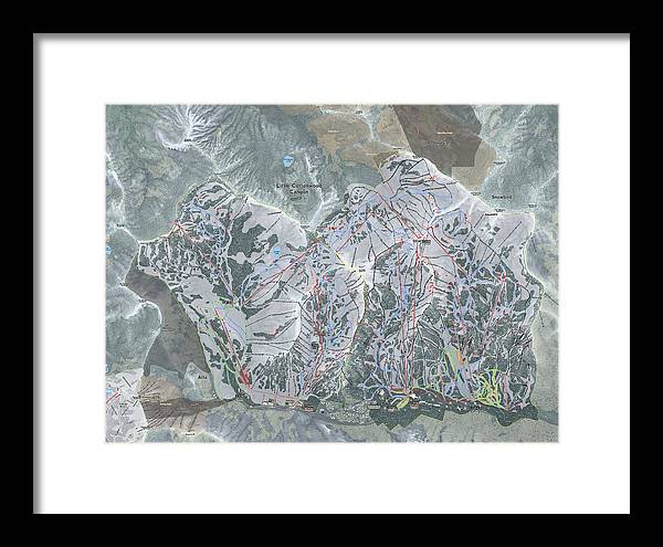 Little Cottonwood Canyon, Utah Ski Trail Map - Framed Print - Powderaddicts