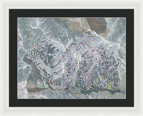 Little Cottonwood Canyon, Utah Ski Trail Map - Framed Print - Powderaddicts