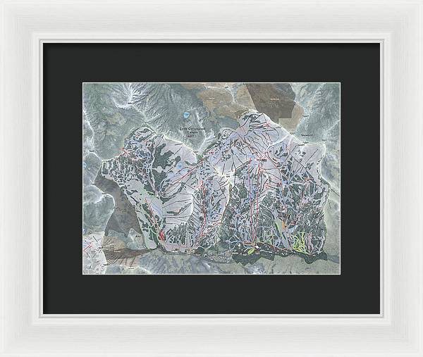 Little Cottonwood Canyon, Utah Ski Trail Map - Framed Print - Powderaddicts