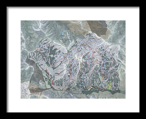 Little Cottonwood Canyon, Utah Ski Trail Map - Framed Print - Powderaddicts