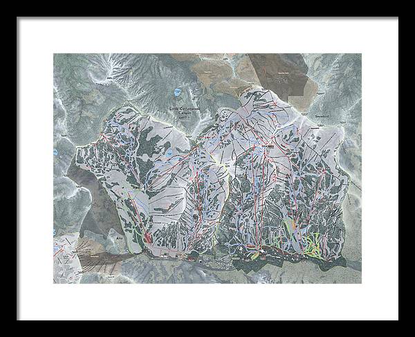 Little Cottonwood Canyon, Utah Ski Trail Map - Framed Print - Powderaddicts