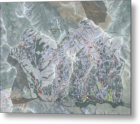 Little Cottonwood Canyon, Utah Ski Trail Map - Metal Print - Powderaddicts