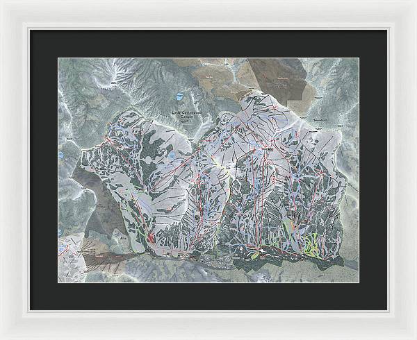 Little Cottonwood Canyon, Utah Ski Trail Map - Framed Print - Powderaddicts