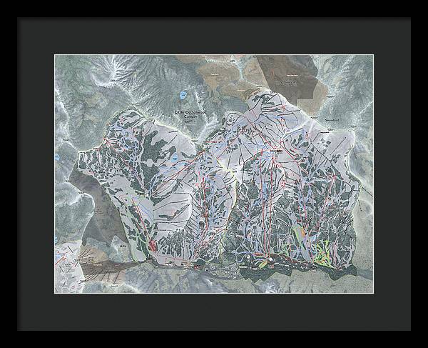 Little Cottonwood Canyon, Utah Ski Trail Map - Framed Print - Powderaddicts