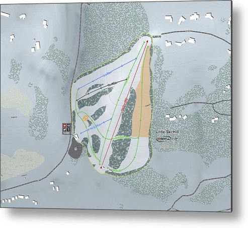 Little Ski Hill Ski Trail Map - Metal Print - Powderaddicts