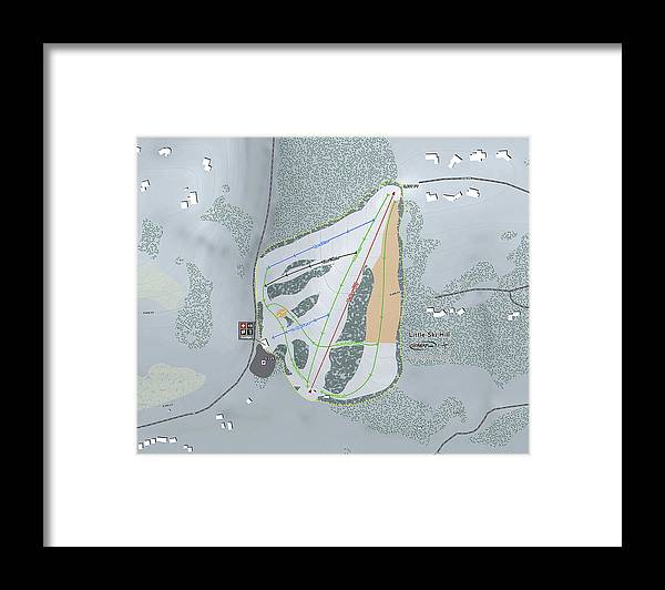 Little Ski Hill Ski Trail Map - Framed Print - Powderaddicts
