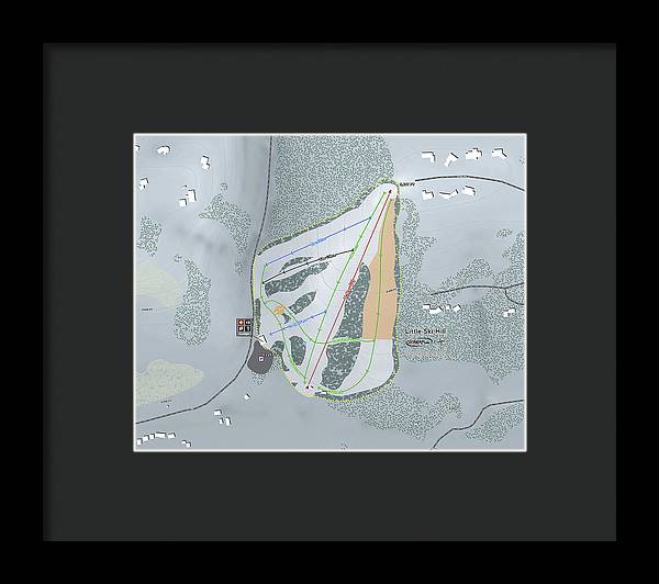 Little Ski Hill Ski Trail Map - Framed Print - Powderaddicts