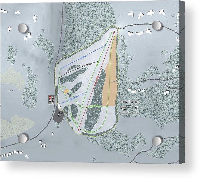 Little Ski Hill Ski Trail Map - Acrylic Print - Powderaddicts