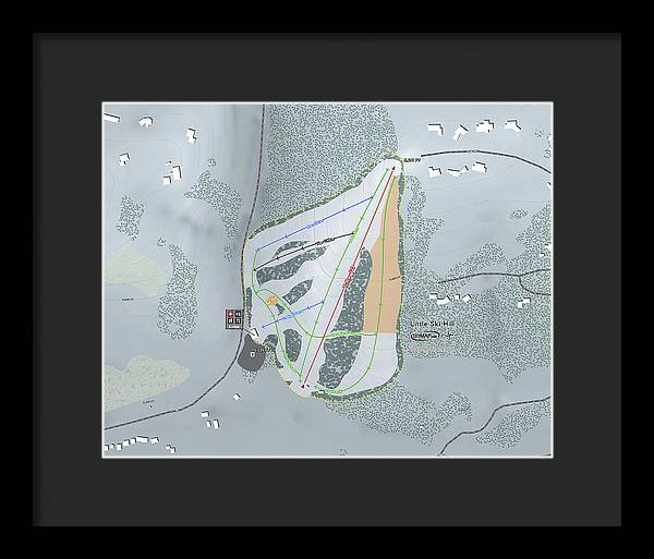 Little Ski Hill Ski Trail Map - Framed Print - Powderaddicts