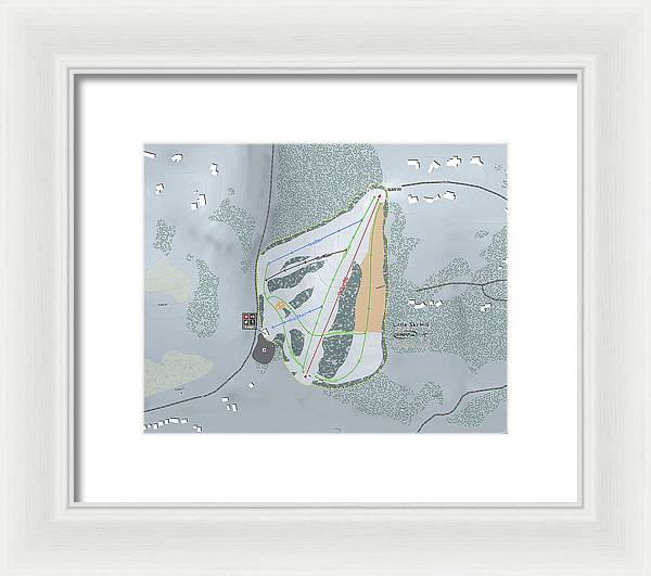 Little Ski Hill Ski Trail Map - Framed Print - Powderaddicts