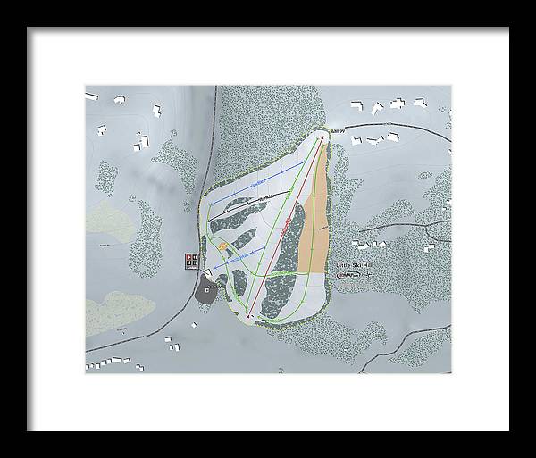Little Ski Hill Ski Trail Map - Framed Print - Powderaddicts