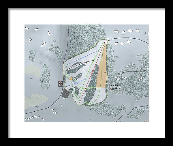 Little Ski Hill Ski Trail Map - Framed Print - Powderaddicts