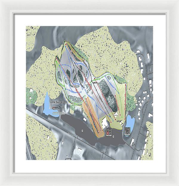 Little Switzerland Ski Trail Map - Framed Print - Powderaddicts