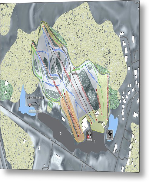 Little Switzerland Ski Trail Map - Metal Print - Powderaddicts