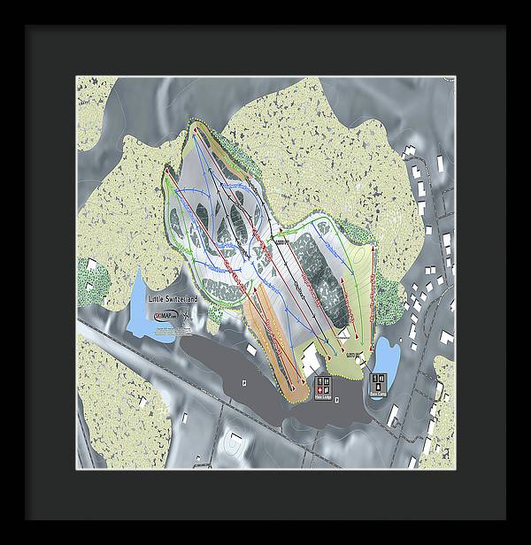 Little Switzerland Ski Trail Map - Framed Print - Powderaddicts