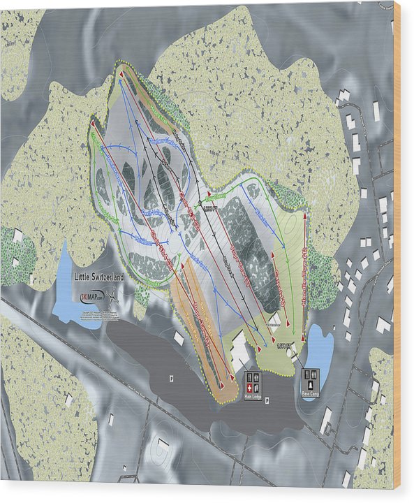 Little Switzerland Ski Trail Map - Wood Print - Powderaddicts