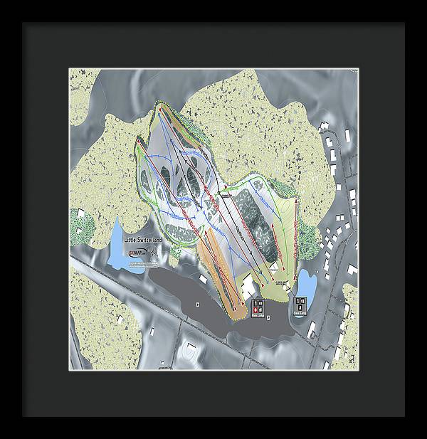 Little Switzerland Ski Trail Map - Framed Print - Powderaddicts
