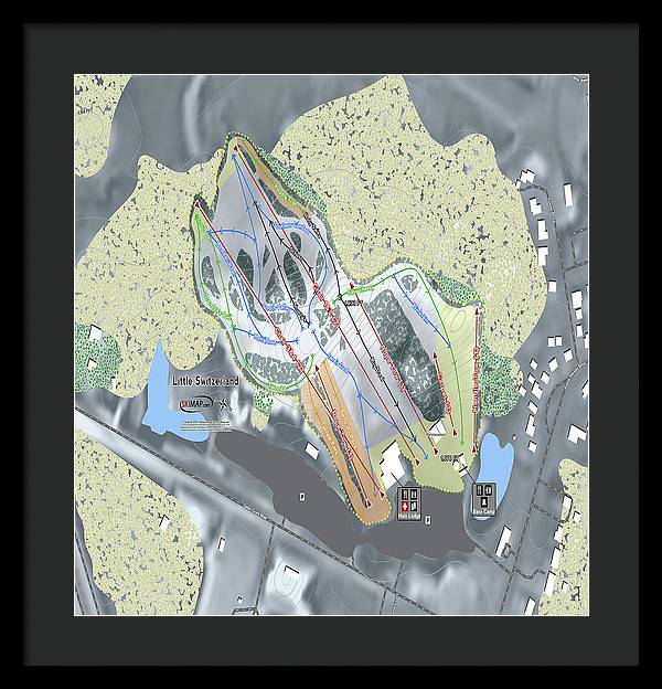Little Switzerland Ski Trail Map - Framed Print - Powderaddicts