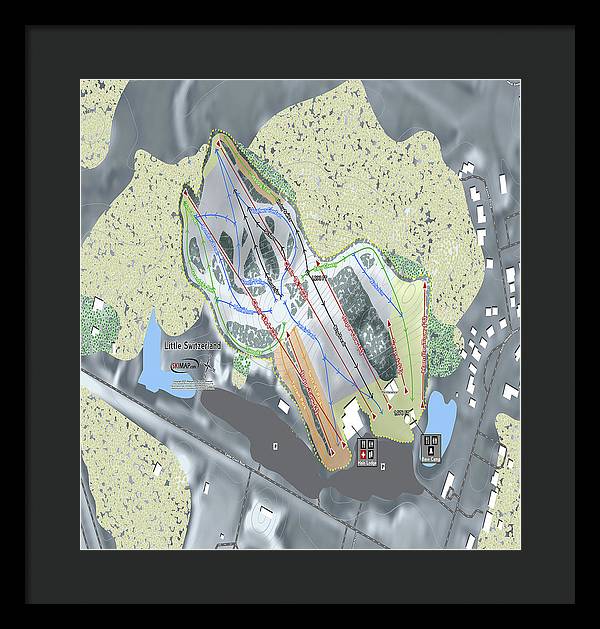 Little Switzerland Ski Trail Map - Framed Print - Powderaddicts