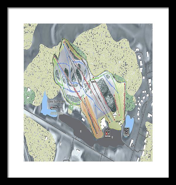 Little Switzerland Ski Trail Map - Framed Print - Powderaddicts