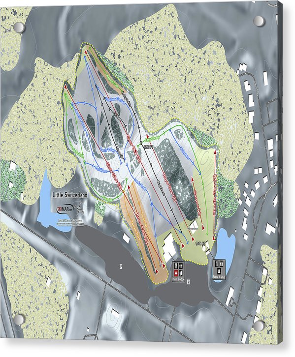 Little Switzerland Ski Trail Map - Acrylic Print - Powderaddicts