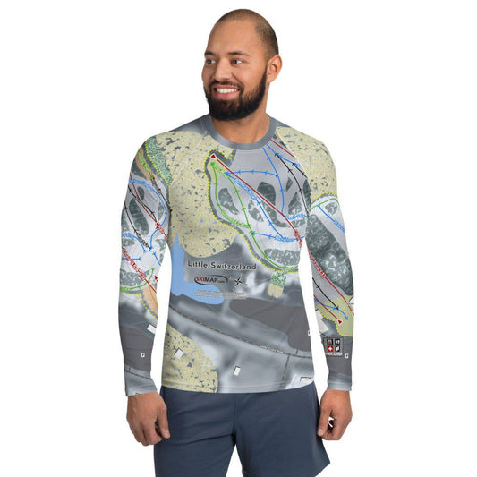 Little Switzerland, Wisconsin Ski Trail Map Men's Base Layer Top - Powderaddicts