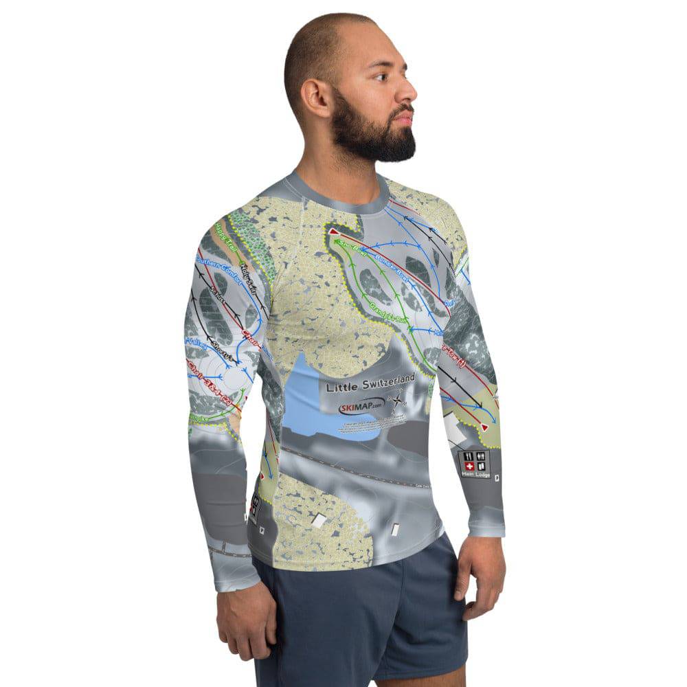 Little Switzerland, Wisconsin Ski Trail Map Men's Base Layer Top - Powderaddicts