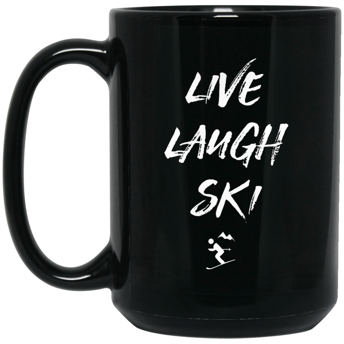 Live Laugh Ski Black Mug - Powderaddicts