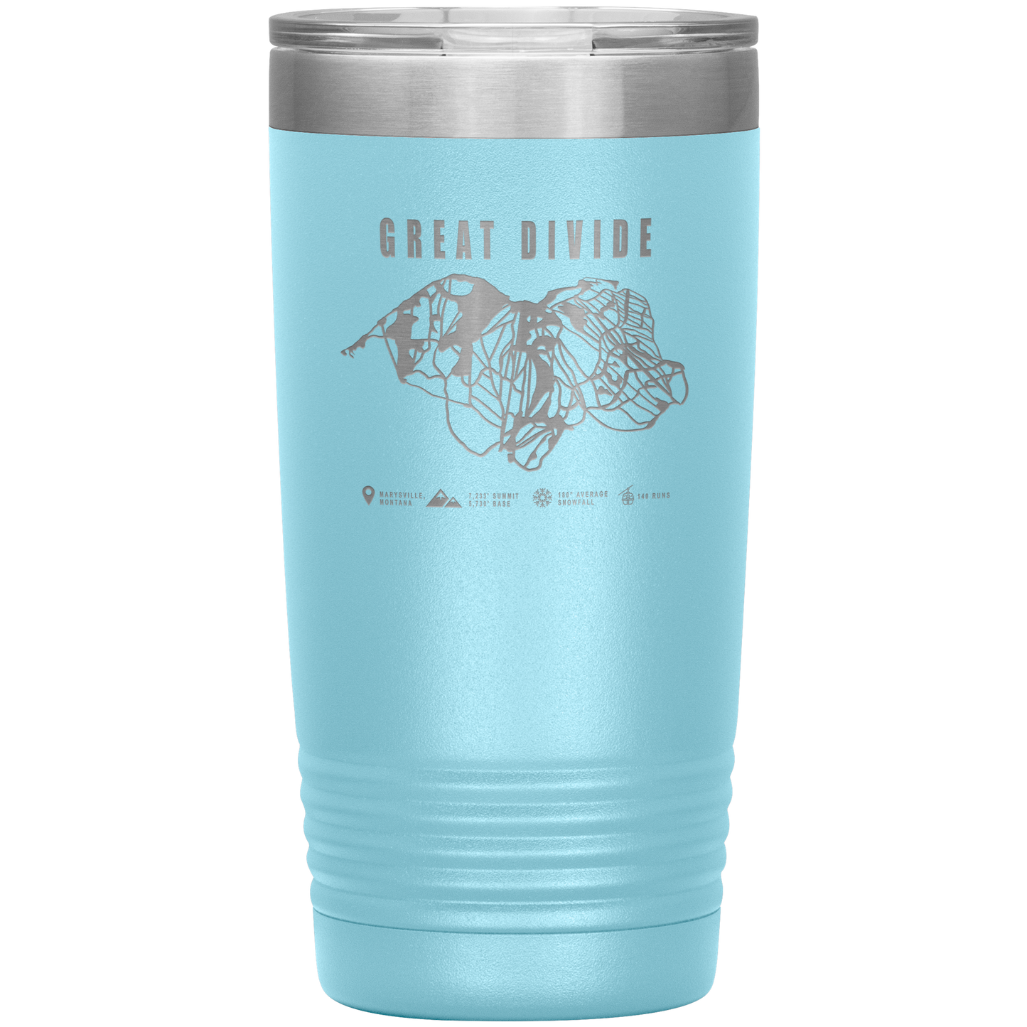Great Divide Montana Ski Trail Map 20oz Tumbler - Powderaddicts