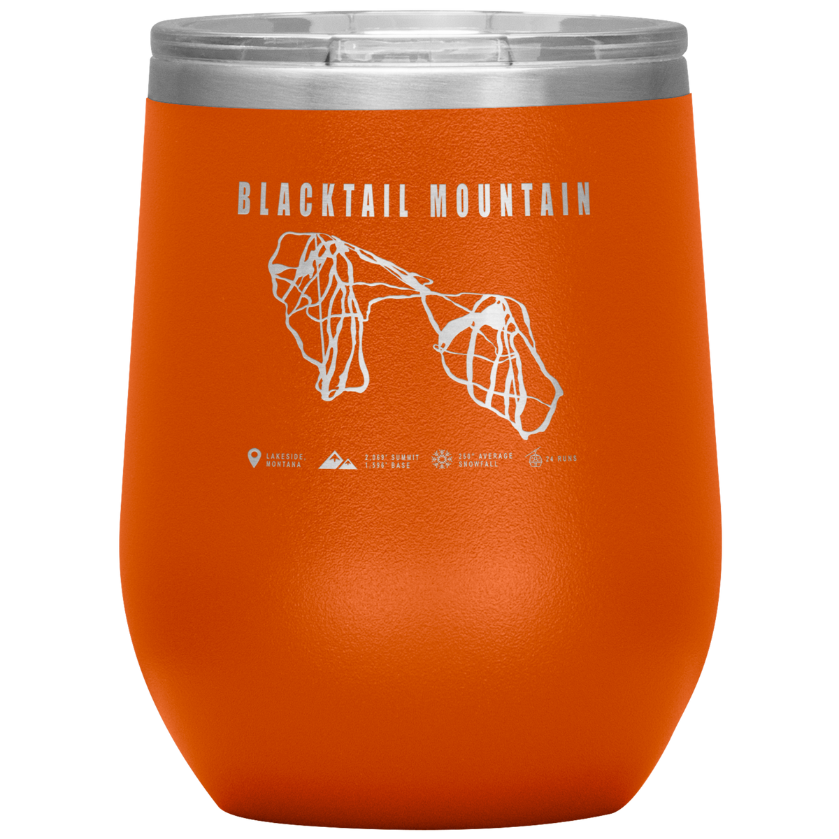 Blacktail Mountain Montana Ski Trail Map Wine 12oz Tumbler - Powderaddicts