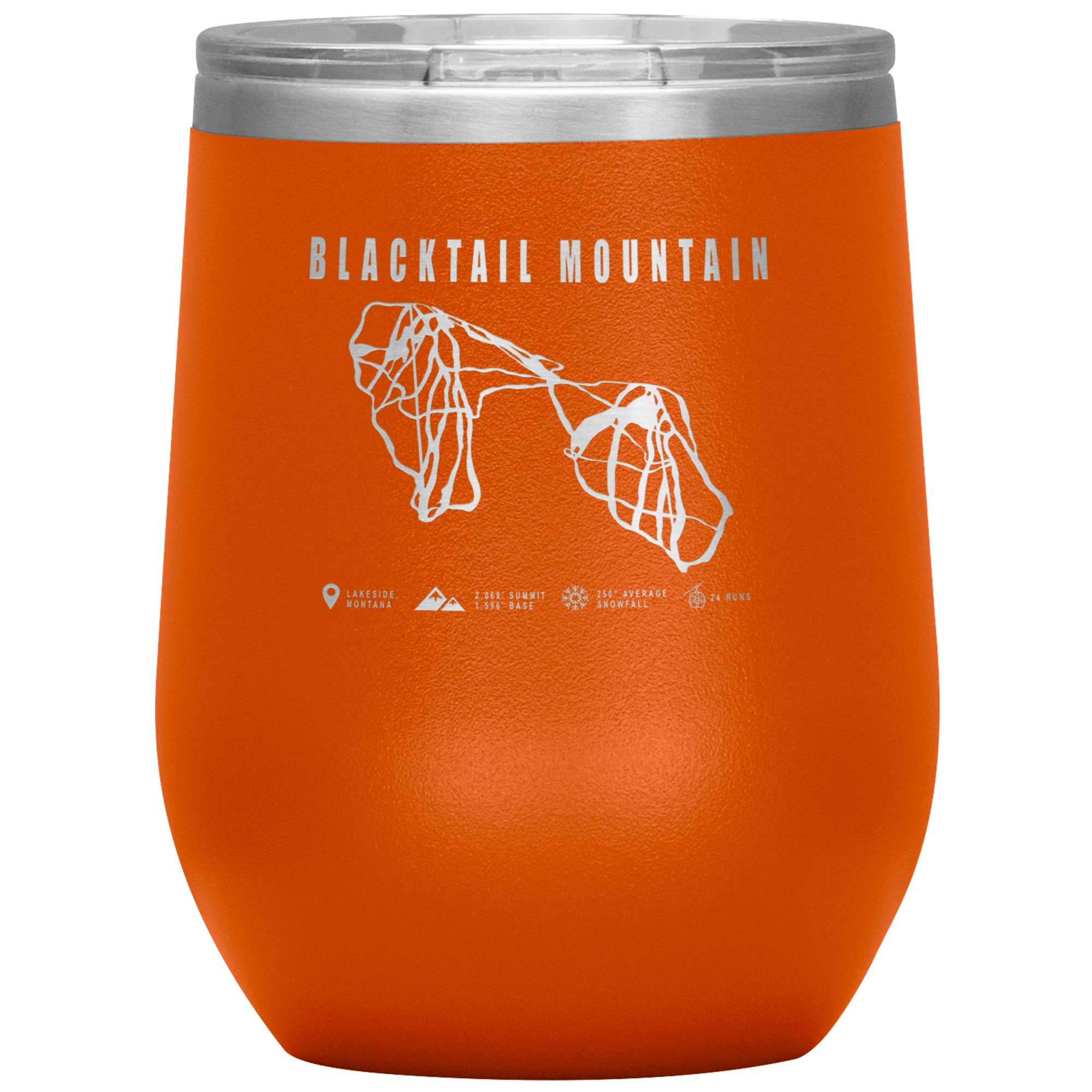 Blacktail Mountain Montana Ski Trail Map Wine 12oz Tumbler - Powderaddicts