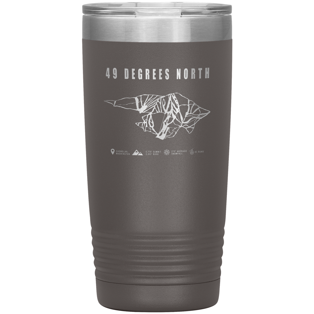 49 Degrees North, Washington Ski Trail Map 20oz Tumbler - Powderaddicts