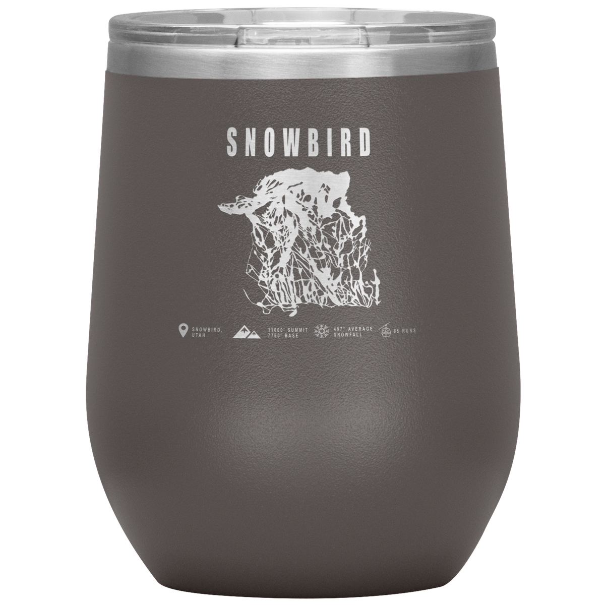 Snowbird,Utah Ski Trail Map Wine 12oz Tumbler - Powderaddicts